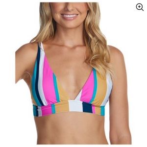 Raisins Striped Halter Swim Top Size Medium